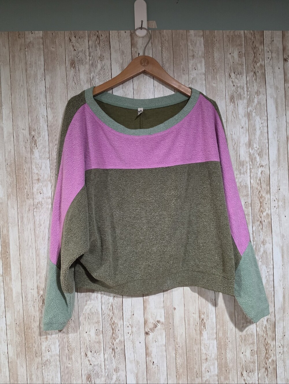 Free People Intimately Free Blue Monday Fleece Pullover XS Small Hole Oversized